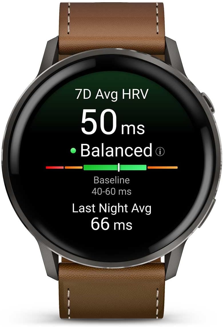 PlayBetter Garmin Venu 4 (Slate/Black/Brown Leather, 45mm) Fitness GPS Smartwatch Bundle - AMOLED Display, Built-in Flashlight, Long Battery Life Portable Charger & HD Screen Protectors
