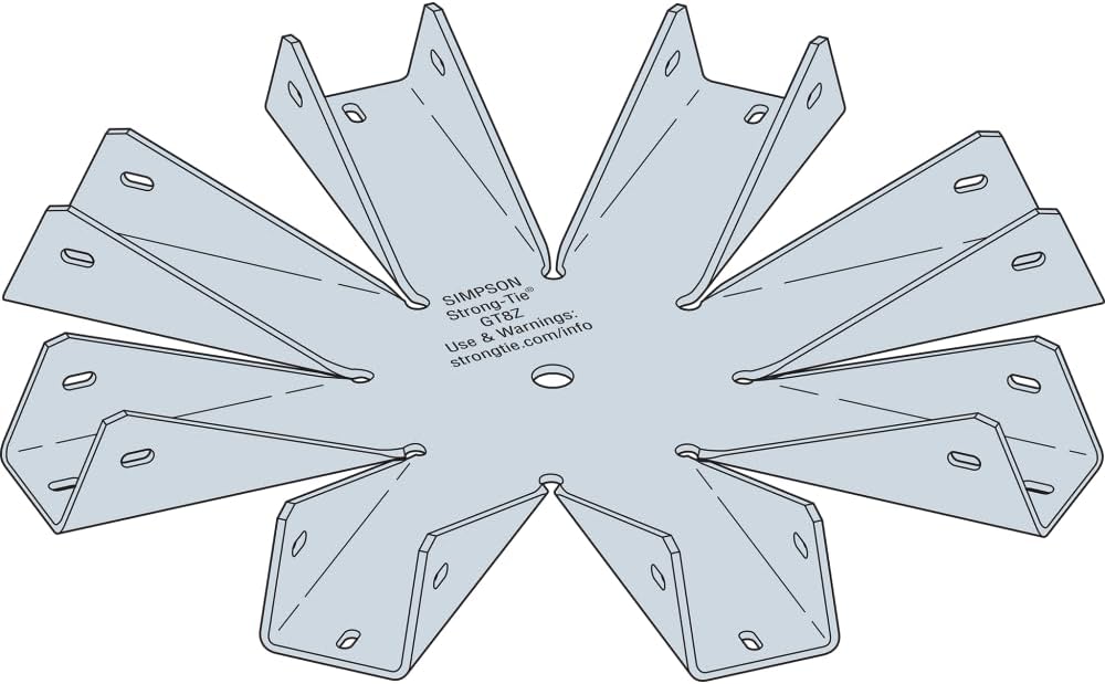 Simpson Strong-Tie GT8Z GT ZMAX Galvanized 18-Gauge Gazebo Tie for 8-2x Rafters, Center