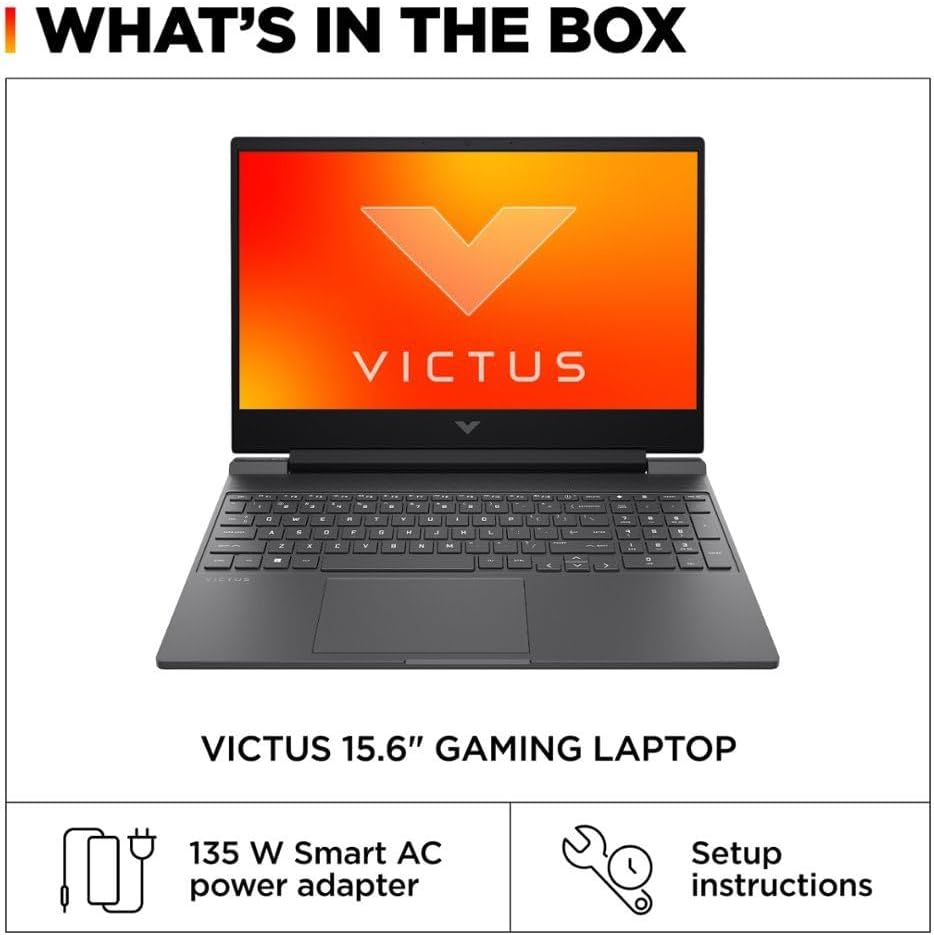 HP Victus 15.6' 144Hz FHD Gaming Laptop,AMD Ryzen 5 7535HS,32GB DDR5 RAM,2TB SSD,AMD Radeon RX 6550M,Beats RTX 2050,Backlit Keyboard,Windows11 Pro, Mica Silver