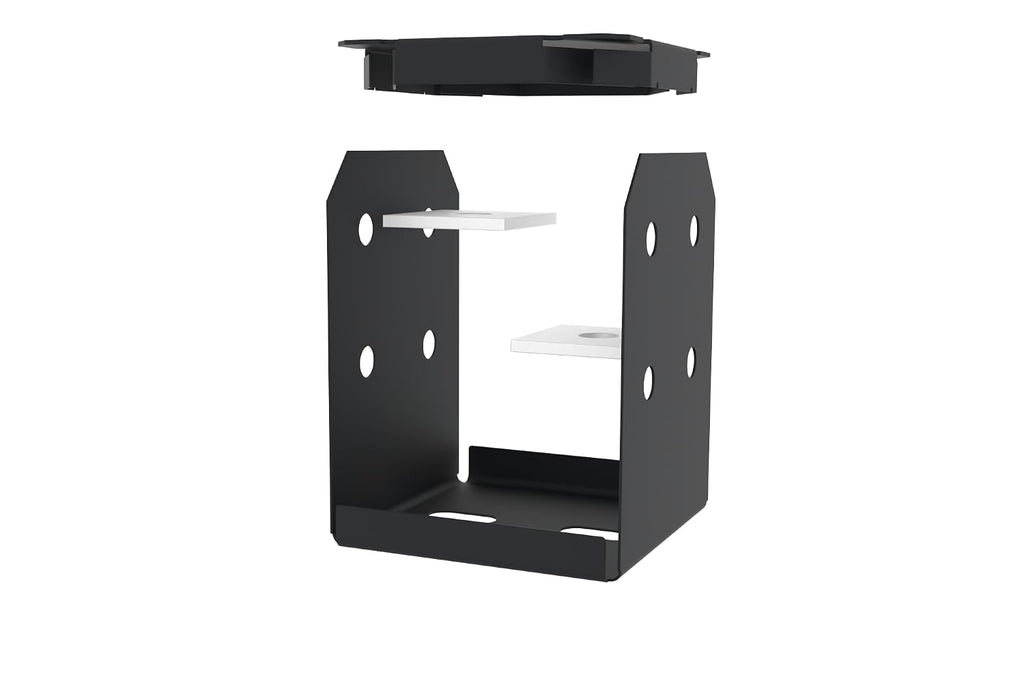 8x8 Post Base Brackets 4-Pack (7.5x7.5in Actual) - Heavy Duty Deck Post Anchor for Pergola, Gazebo, Playset - Black Powder Coated Steel with Standoff