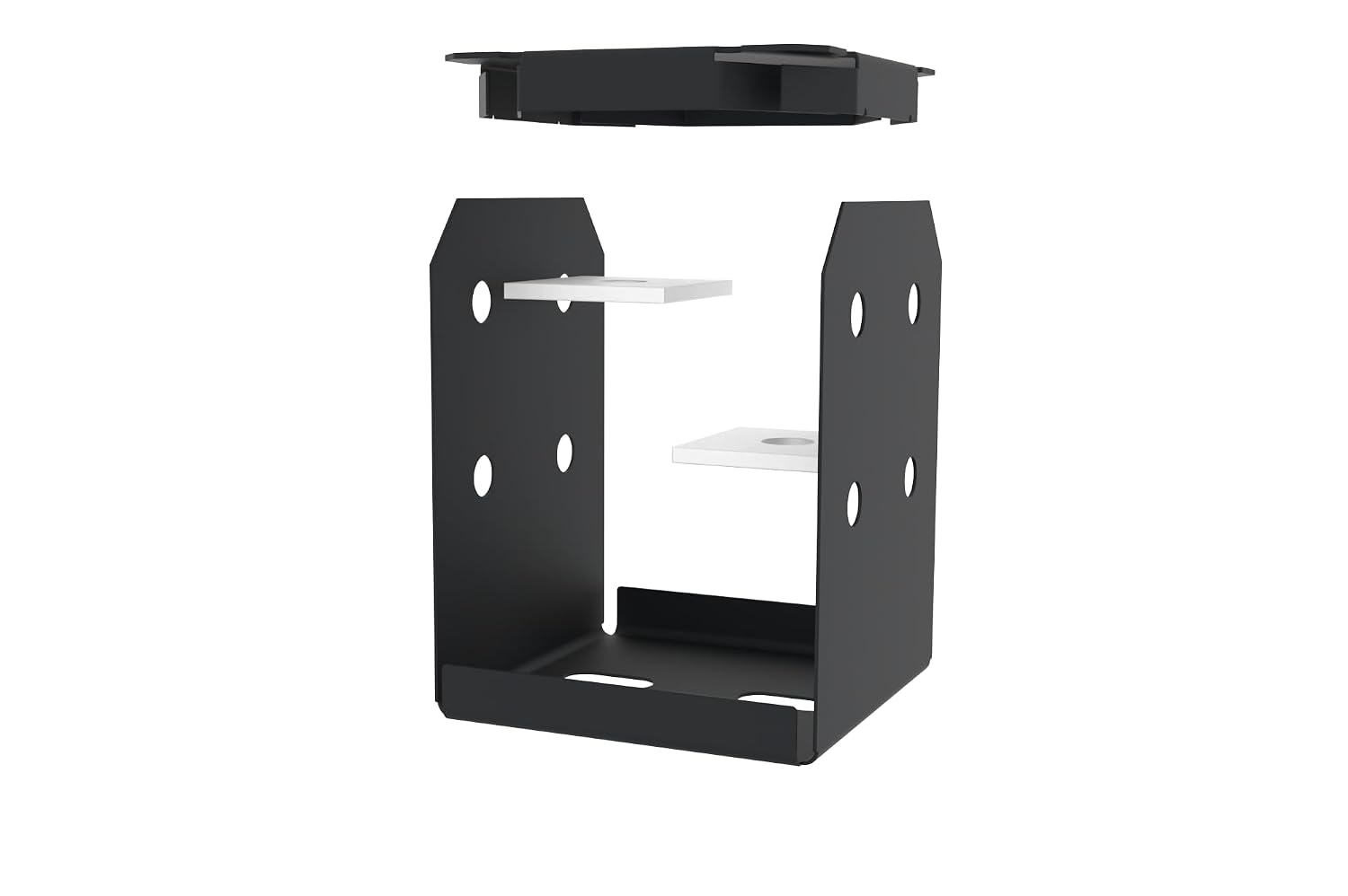 8x8 Post Base Brackets 4-Pack (7.5x7.5in Actual) - Heavy Duty Deck Post Anchor for Pergola, Gazebo, Playset - Black Powder Coated Steel with Standoff