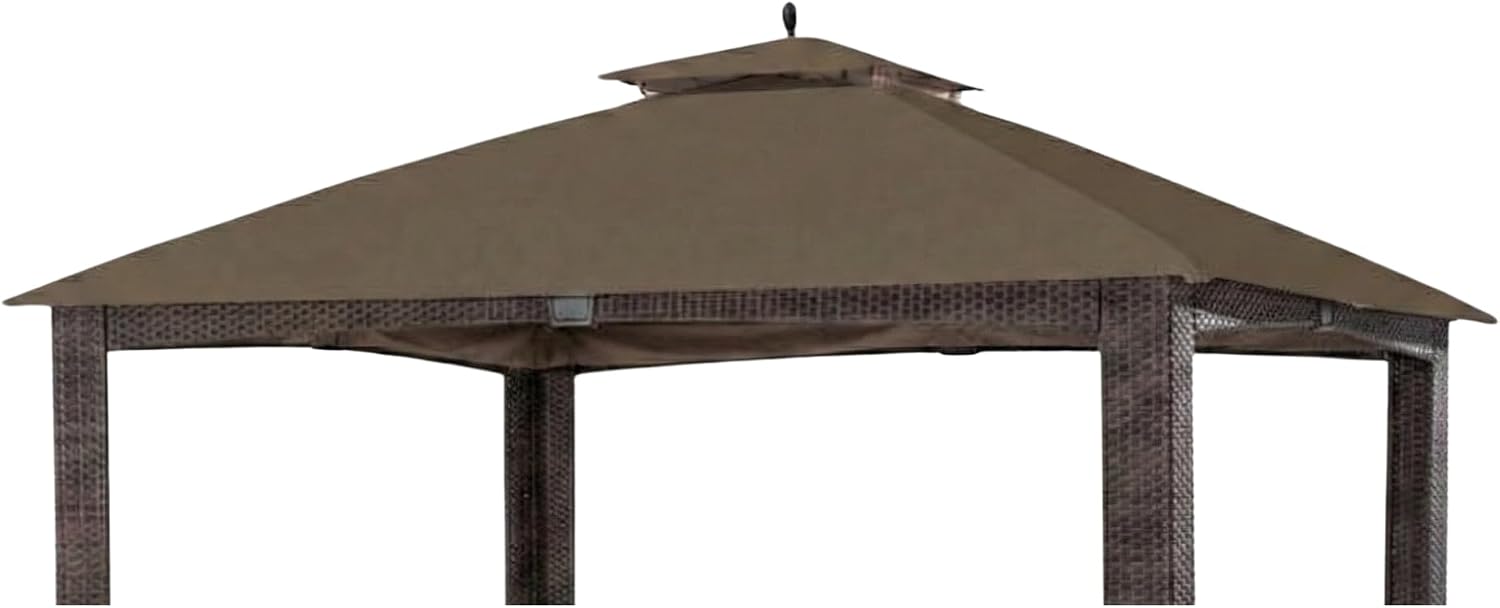 Garden Winds Reinforced RipLock 350 Replacement Canopy Top Cover Compatible with Augusta 10' x 12' Gazebo Models L-GZ1190PST, A111003500 - Nutmeg