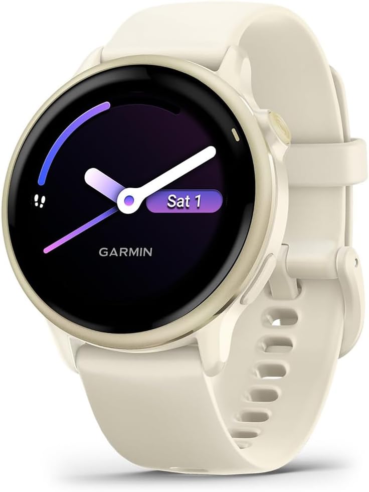 Garmin 010-02985-01 VIVOACTIVE 6 Health & Fitness GPS Smartwatch, Bone with Silicone Band Bundle with 2 YR CPS Enhanced Protection Pack, Deco Essentials Silicone Dust Covers & 2-Pack Screen Protector