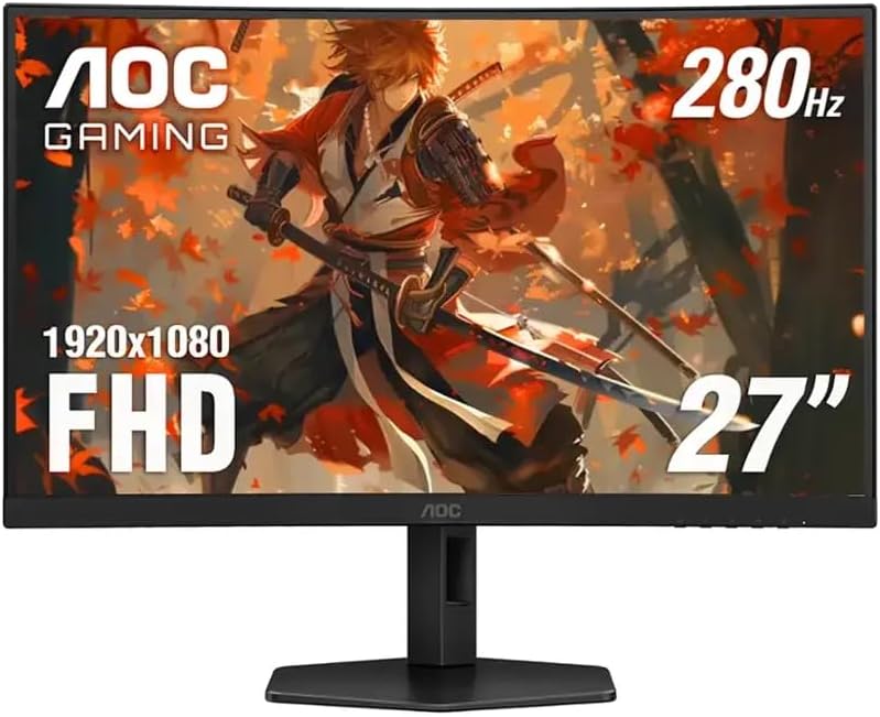 AOC - C27G4ZX 27' VA Curved FHD 280Hz Gaming Monitor 0.3 ms Response Time - Black/Silver/Red (Renewed)