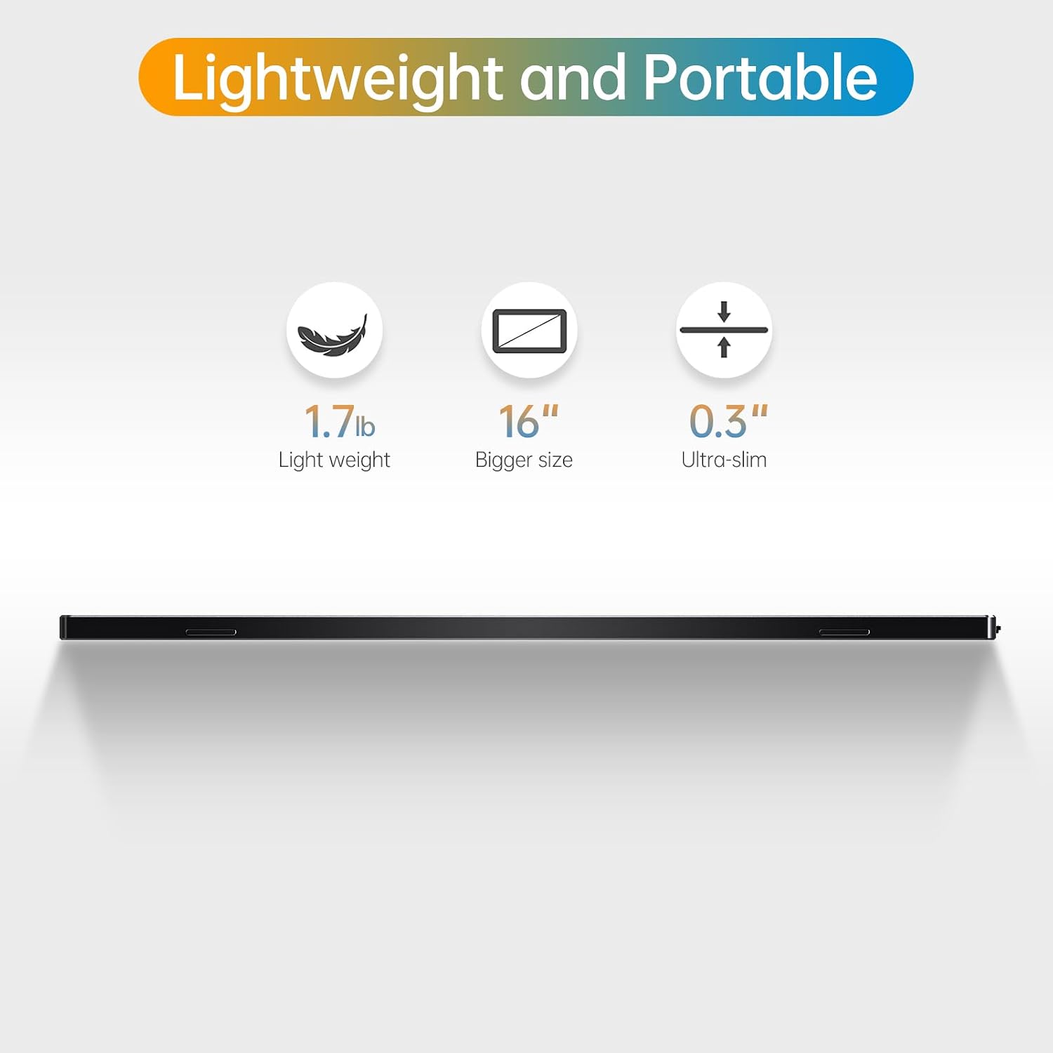 Anyuse Portable 16.0' QHD 2.5K Laptop Monitor - USB C HDMI Gaming Ultra-Slim IPS Display w/Smart Cover & Speakers, HDR Plug&Play, External Monitor for Laptop PC Phone Mac Xbox PS5/PS4 Switch