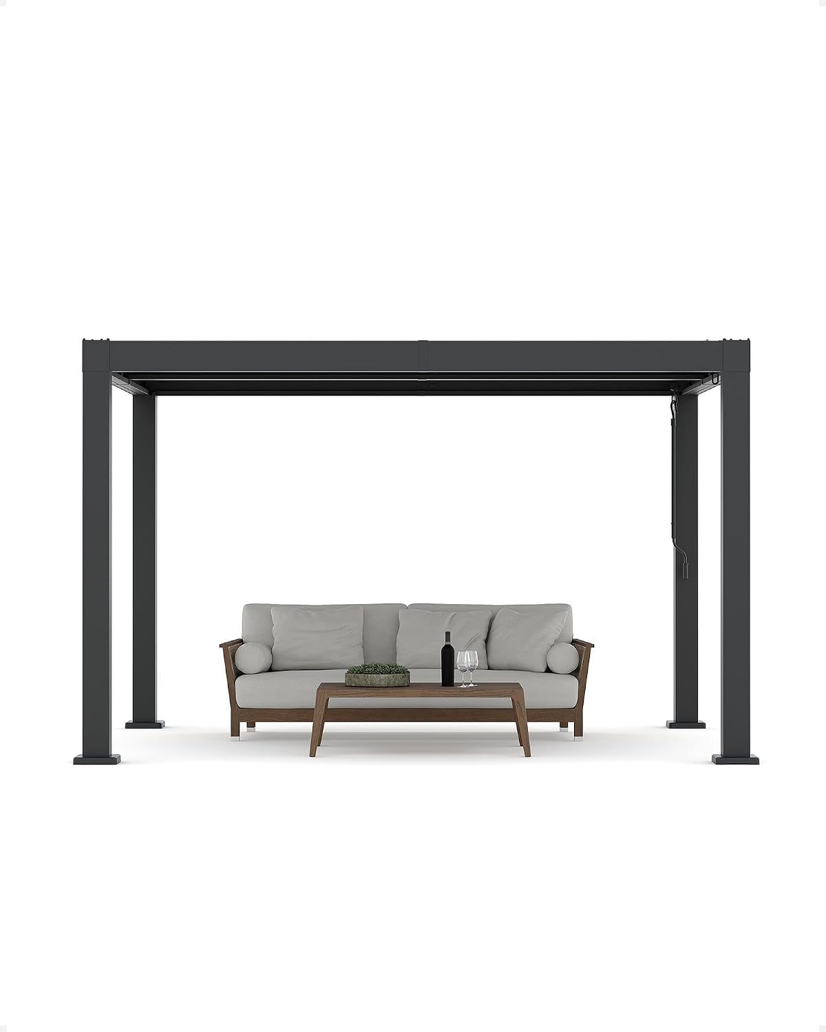 Louvered Pergola, Outdoor Pergola with Adjustable Louvered Roof, Reinforced Aluminum Frame, Integrated Drainage System, Hardtop Gazebo for Patio