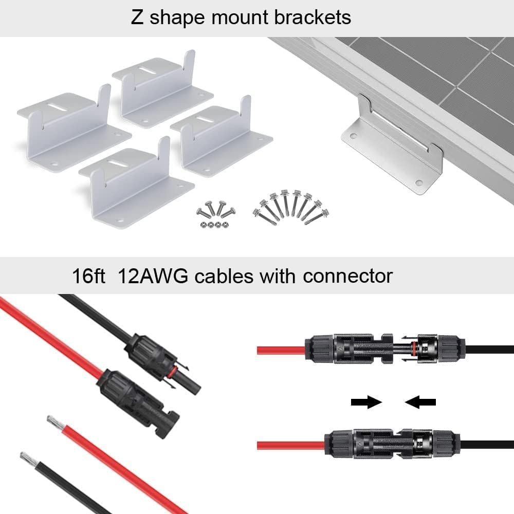 ECO-WORTHY 100 Watt 12 Volt Solar Panel Kit with 100W Bifacial N-Type 25% High Efficiency Solar Panel+30A PWM Charge Controller for RV Battery Boat Trailer Cabin Garden Shed Home