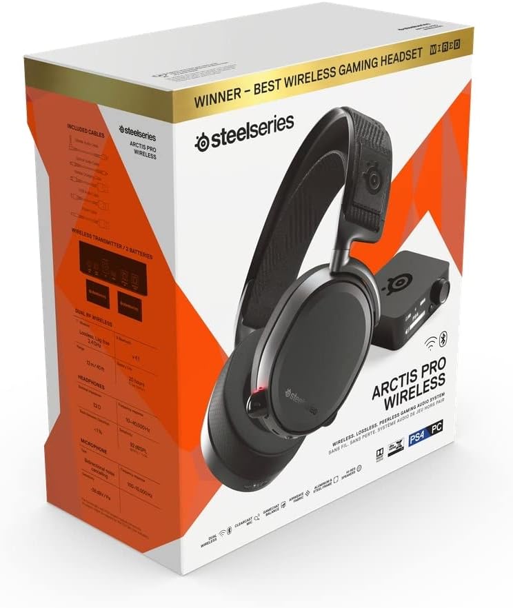 SteelSeries Arctis Pro Wireless - Gaming Headset - Hi-Res Speaker Drivers - Dual Wireless (2.4G & Bluetooth) - Dual Battery System