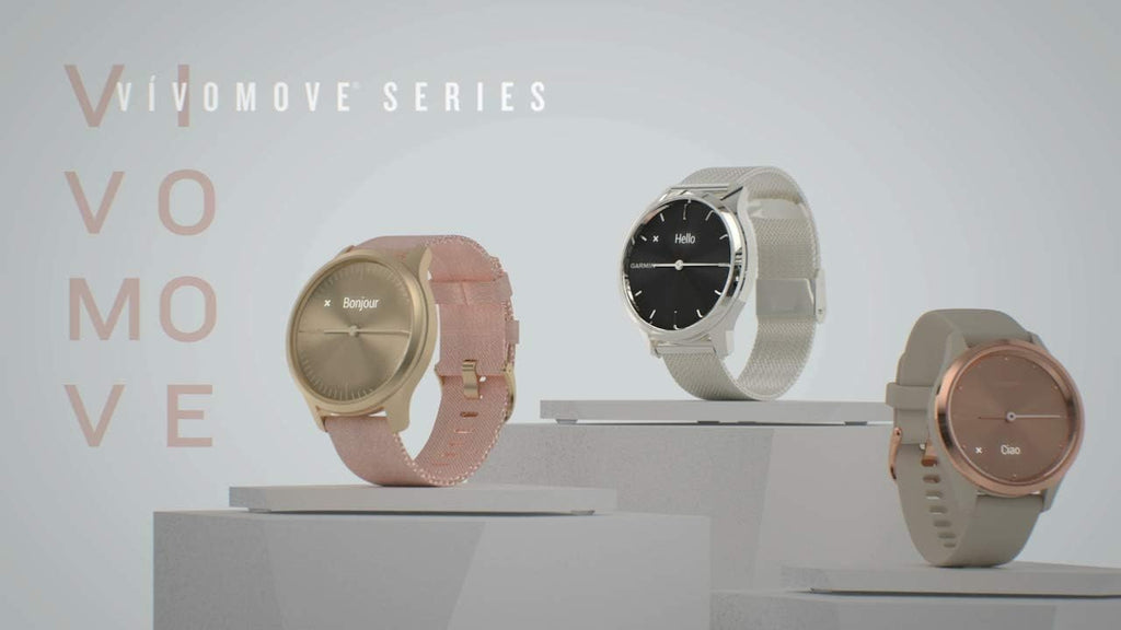 Garmin vivomove Style, Hybrid Smartwatch with Real Watch Hands and Hidden Color Touchscreen Displays, Graphite with Black Woven Nylon Band