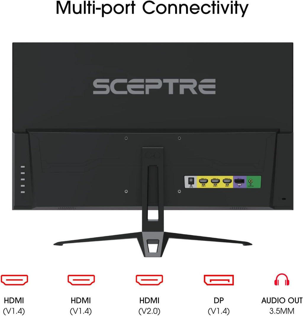 Sceptre 27-inch FHD 1080p IPS Gaming LED Monitor up to 165Hz 144Hz 1ms DisplayPort HDMI, FreeSync FPS RTS Build-in Speakers Gunmetal Black 2022 (E275B-FPT165)