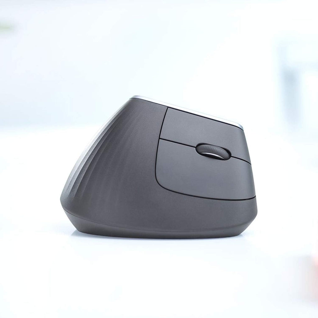 Logitech MX Vertical Wireless Mouse – Ergonomic Design Reduces Muscle Strain, Move Content Between 3 Windows and Apple Computers, Rechargeable, Graphite, Pack of 4