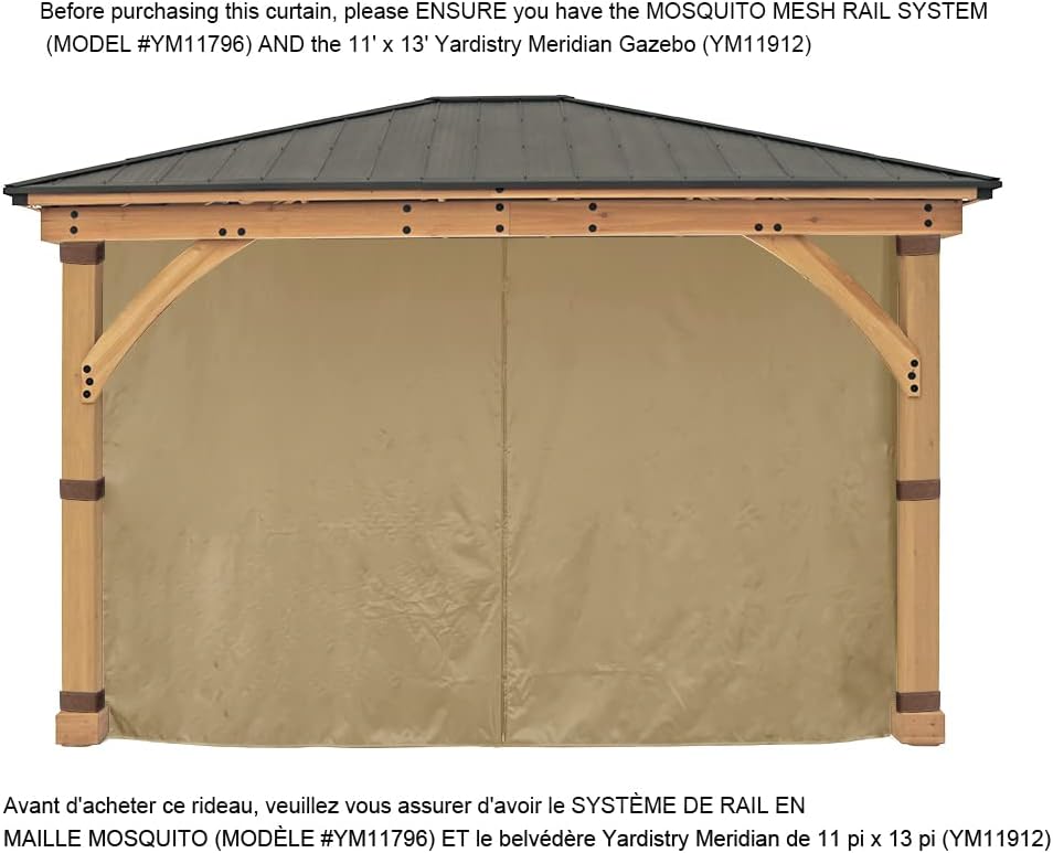 APEX GARDEN Replacement 4-side Curtain for 11 ft. x 13 ft. Meridian Gazebo (Beige)