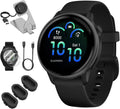 Garmin 010-02985-00 VIVOACTIVE 6 Health & Fitness GPS Smartwatch, Black with Silicone Band Bundle with Deco Essentials Charging Dock, USB Type C Charger, Silicone Dust Covers & 2X Screen Protector