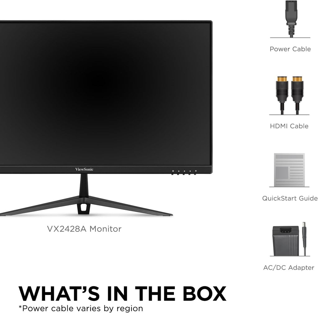 ViewSonic VX2428A 24 Inch 1080p Gaming Monitor, IPS Display with 180Hz and 0.5ms for Fast Gameplay, FreeSync and Eye Care Technology for Smooth Visuals, HDMI, and DisplayPort Inputs