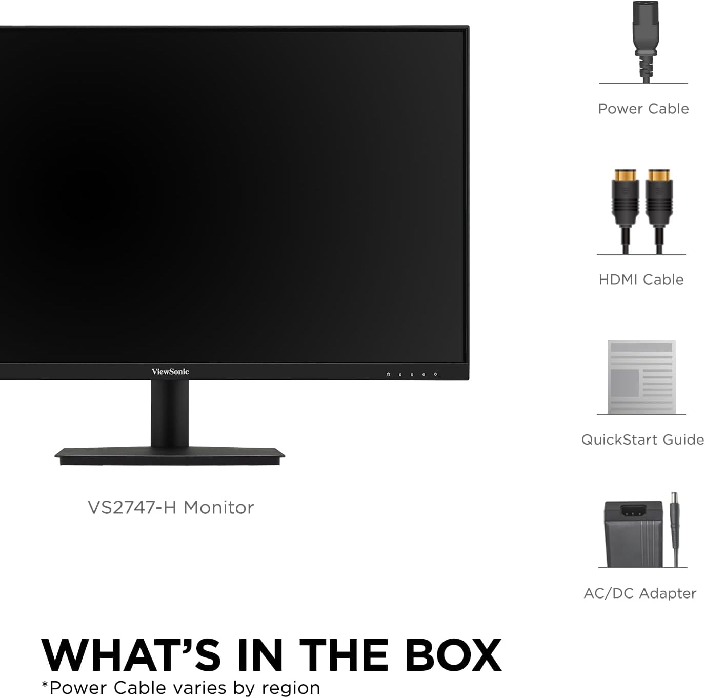 ViewSonic VS2747-H 27 Inch 1080p Monitor, IPS Display with 100Hz for Productive Home and Office Spaces, Eye Care Technology, Thin Bezels, HDMI, and VGA Inputs