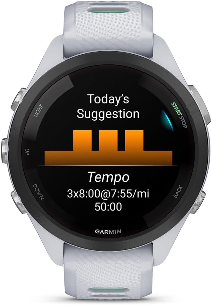 Garmin 010-02810-04 Forerunner 265S GPS Smartwatch Whitestone/Neo Tropic | Official USA Partner Model | Bundle with Deco Essentials Exclusive CPS 26 Month Protection Pack