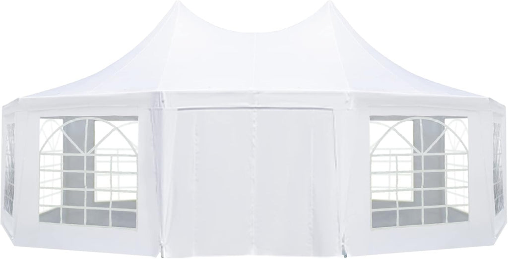 EROMMY 26'x19' Party Tent, White Wedding, Decagonal Heavy Duty Canopy with 8 Removable Sidewalls, 8 Church Windows and 2 Pull-Back Doors, Outdoor Gazebo Pavilion for Party, Wedding, Event