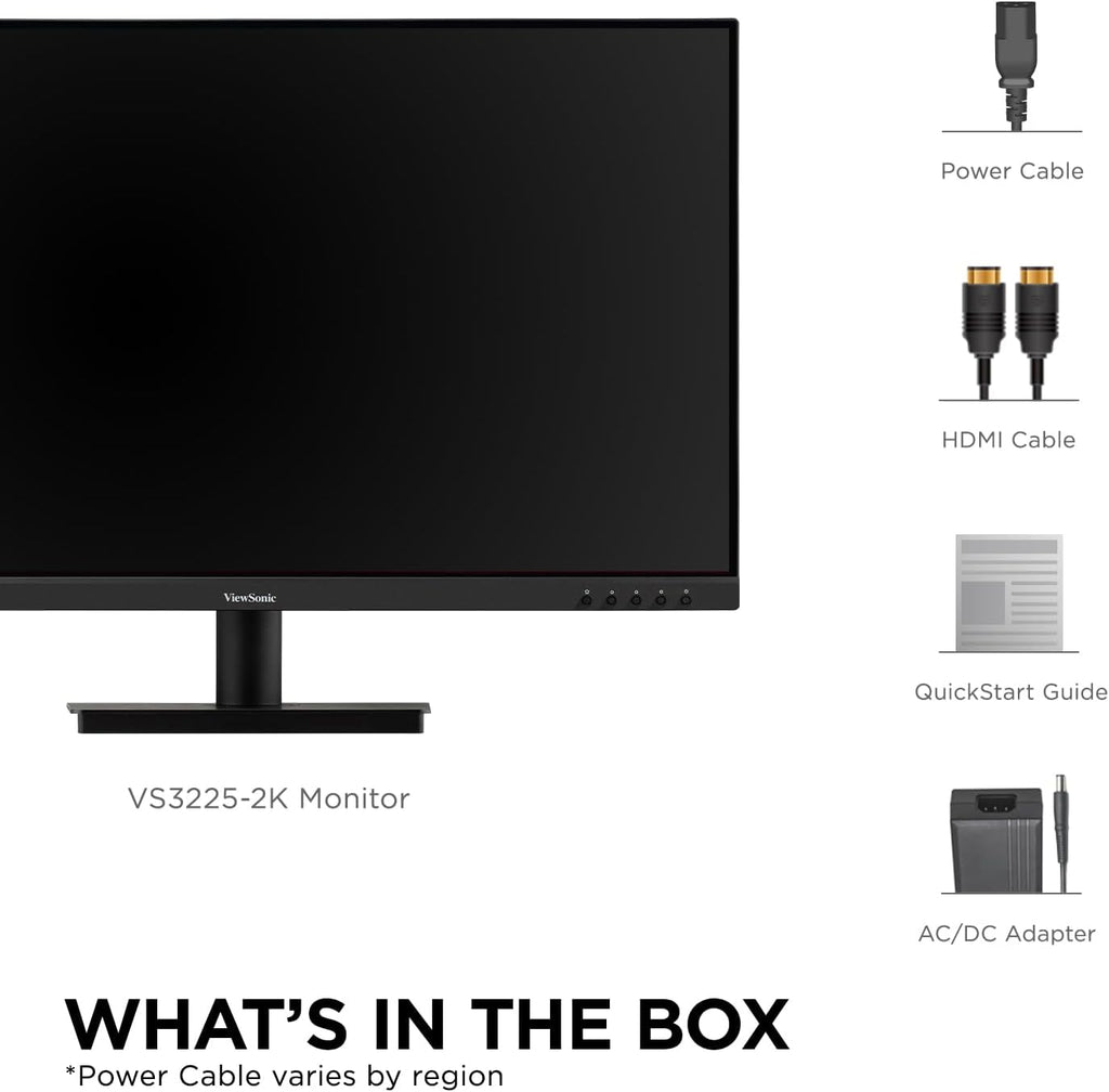 ViewSonic VS3225-2K 32 Inch 1440p Monitor, IPS Display for Productive Home and Office Spaces, Eye Care Technology, Variable Refresh Rate, HDMI, and DisplayPort Inputs