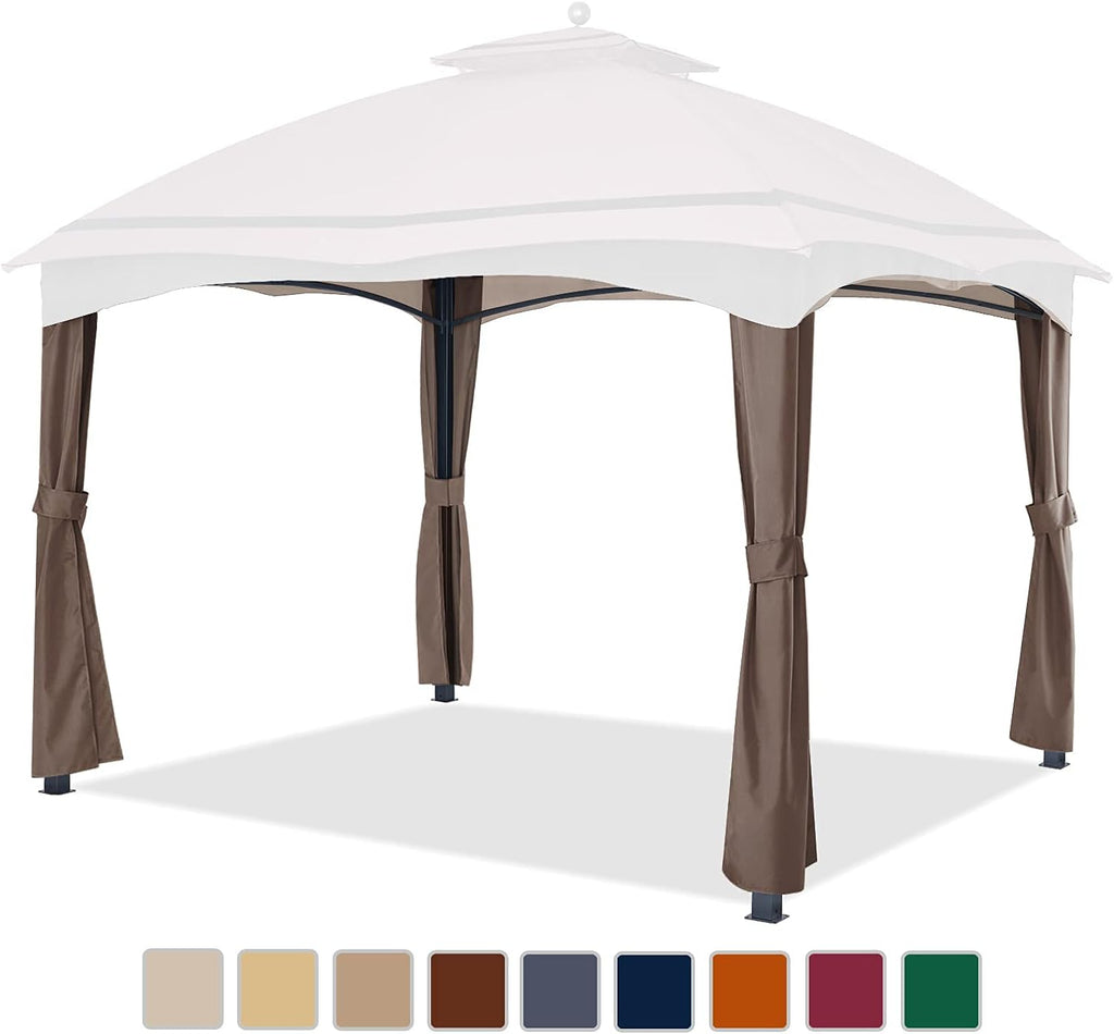 ABCCANOPY Gazebo Replacement Pole Covering Curtains for #GF-12S004B-1, Brown