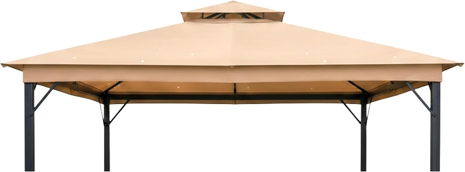 Garden Winds Reinforced Replacement Canopy Top Cover Compatible with The HD-GAZ2137, GAZ213 Laurel Canyon 10' x 10' Gazebo - Classic Sand, Riplock 350