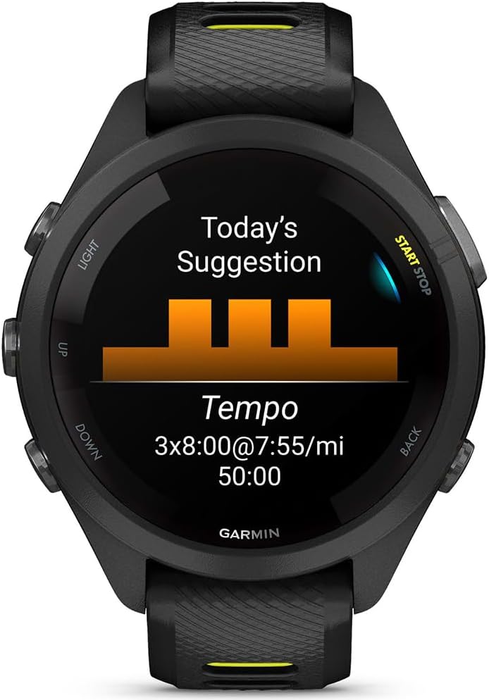 Garmin 010-02810-03 Forerunner 265S GPS Smartwatch Black/Amp Yellow Bundle with Deco Essentials Exclusive 26 Month CPS Enhanced Protection Pack