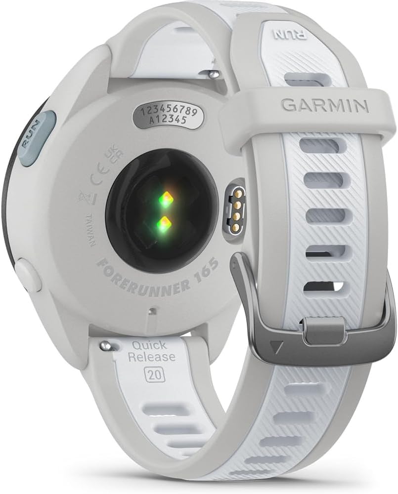 Garmin 010-02863-31 Forerunner 165 Music Smart Sport Watch, Mist Gray + Whitestone | Official USA Partner Model | Bundle with Deco Essentials 2-Pack Screen Protector + Fitness & Wellness Suite