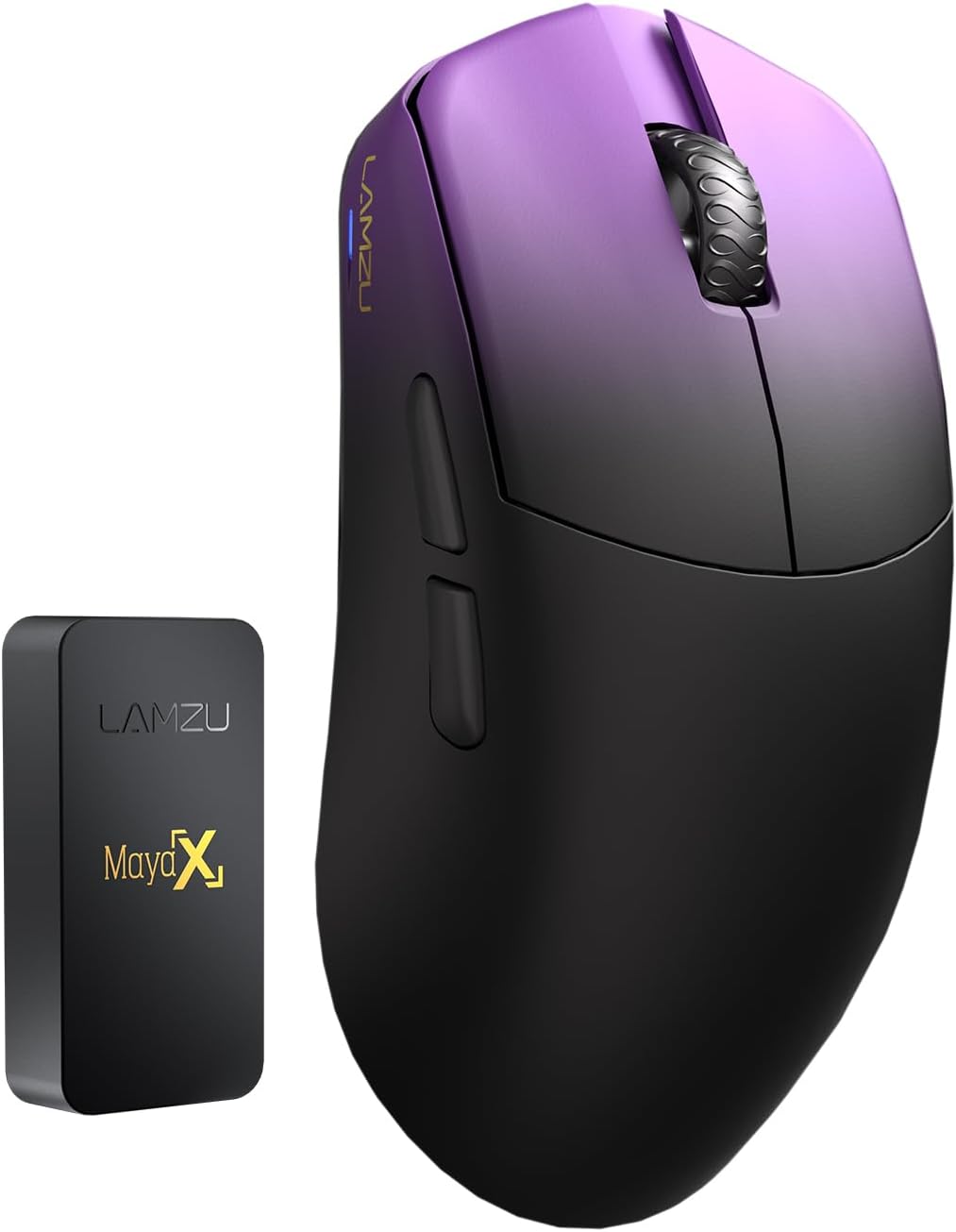 Lamzu Maya X Wireless Gaming Mouse, Ultra Lightweight 47g, Optical Switch, Maximum 30000 DPI, Symmetrical, MCU Nordic 52840, Dust-Proof Encoder, PAW3950 Sensor(Larger Maya) (Purple)