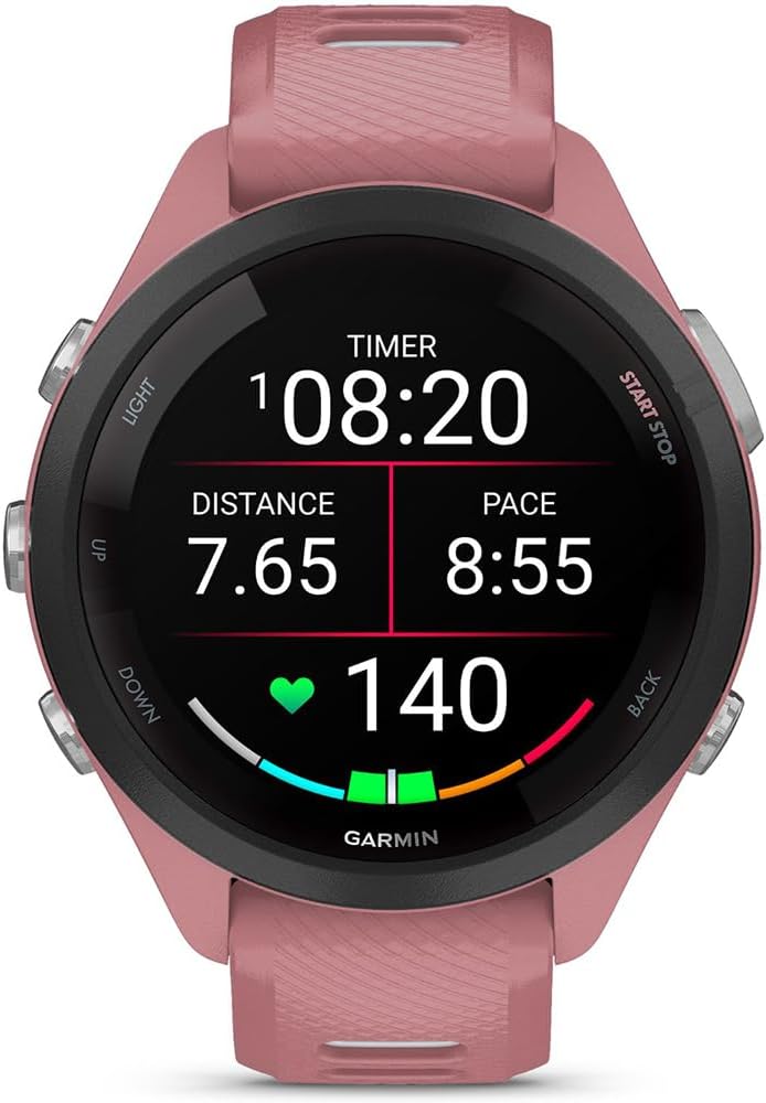Garmin 010-02810-05 Forerunner 265S GPS Smartwatch Light Pink/Whitestone | Official USA Partner Model | Bundle with Deco Essentials Exclusive 26 Month CPS Enhanced Protection Pack