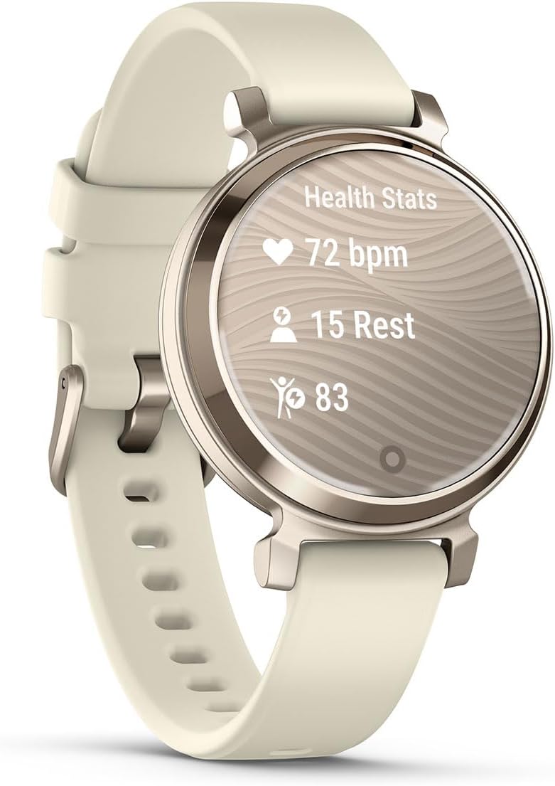 PlayBetter Garmin Lily 2 (Cream Gold/Coconut Silicone) Women's Fitness Smartwatch Bundle - Ladies Watch with Hidden Display, 5-Day Battery & Metal Case - Includes 5000mAh Portable Charger