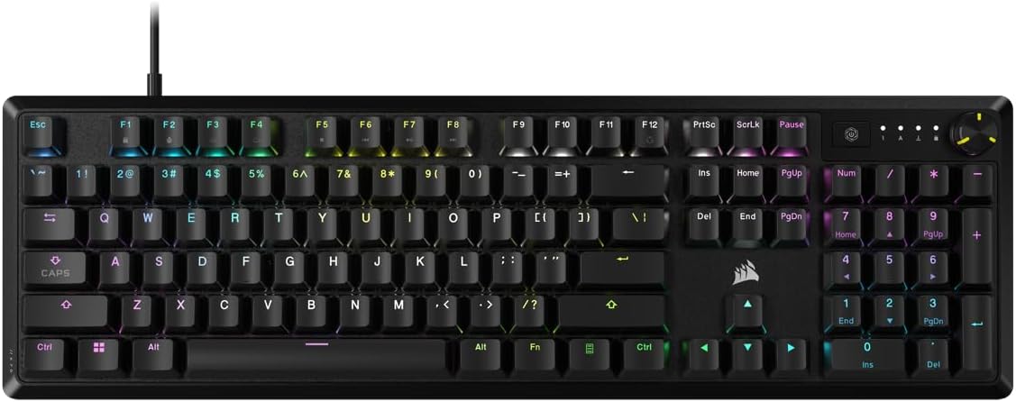 CORSAIR K70 CORE CH-910971E-JP Linear RGB Red Axis Gaming Keyboard, Interchangeable Keycaps, Japanese Layout, Black