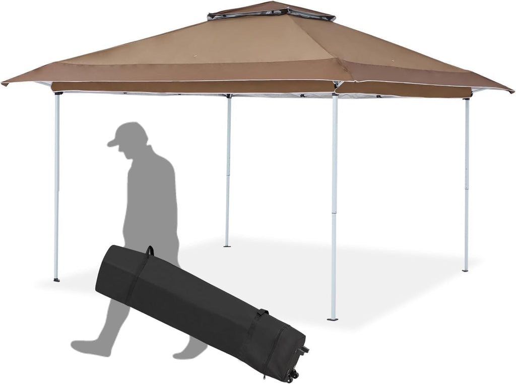 Gazebos on Clearance 12FT Easy Instant Pop Up Canopy Sidewalls Shade Lightweight Folding Portable Outdoor Clearance Patio Tent Waterproof Anti Uv Outdoor Exhibition Heavy Duty, Brown