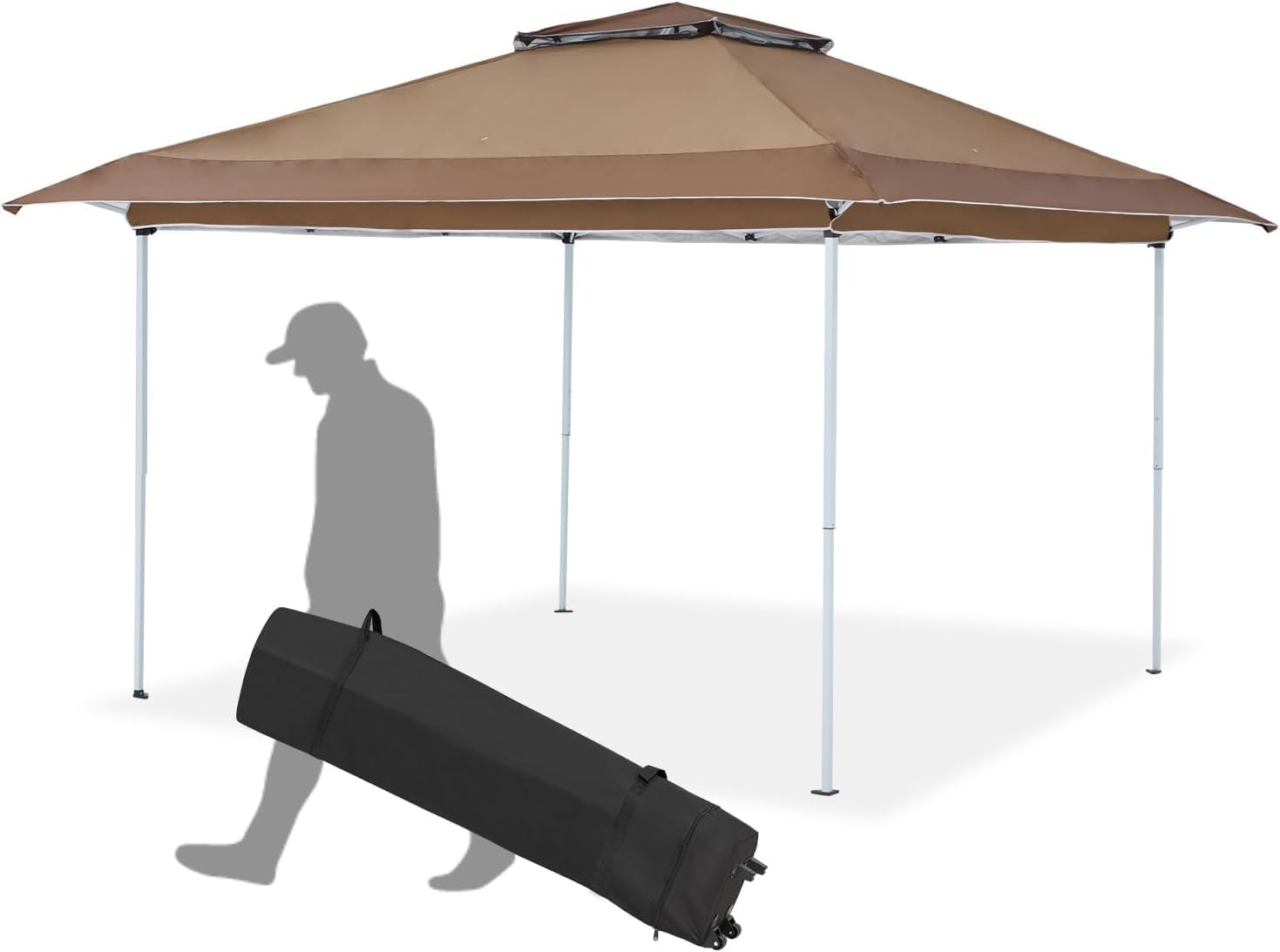 Gazebos on Clearance 12FT Easy Instant Pop Up Canopy Sidewalls Shade Lightweight Folding Portable Outdoor Clearance Patio Tent Waterproof Anti Uv Outdoor Exhibition Heavy Duty, Brown