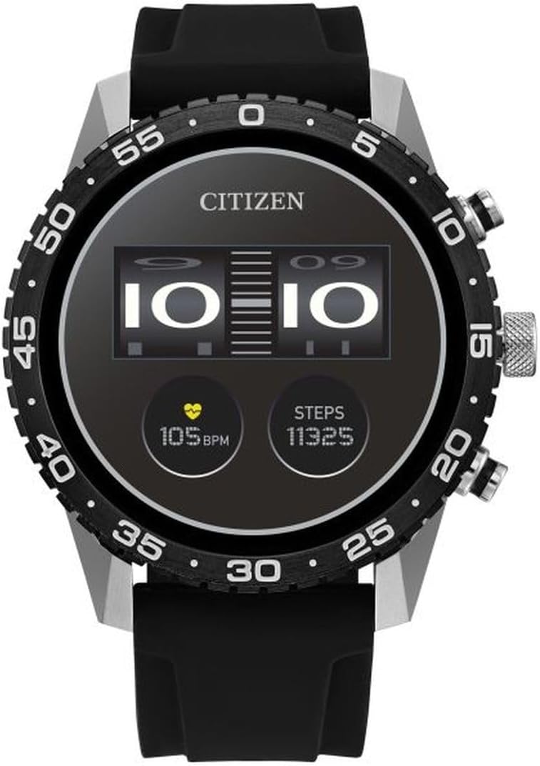 Citizen CZ Smart PQ2 44MM Sport Smartwatch with YouQ App with IBM Watson® AI and NASA research, Wear OS by Google, HR, GPS, Fitness Tracker, Amazon Alexa™, iPhone Android Compatible, IPX6 Rating