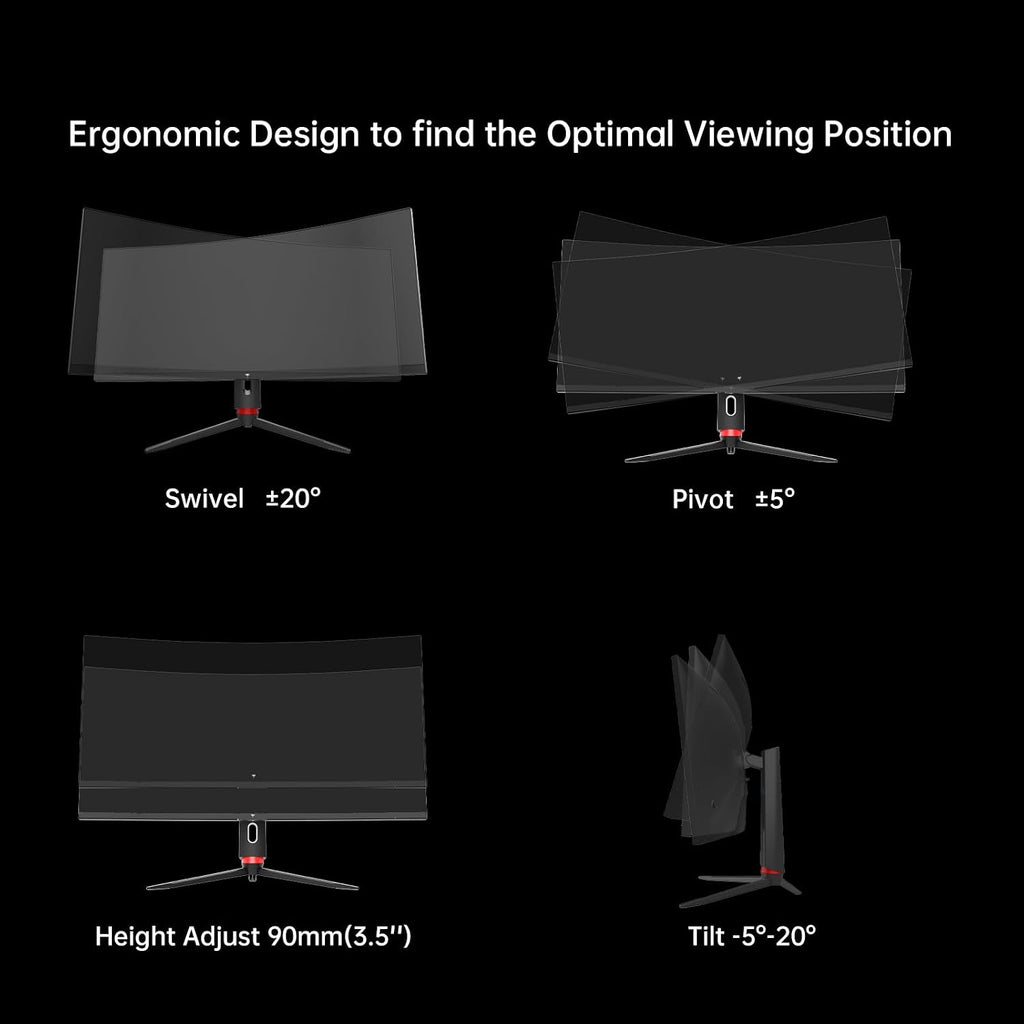 KTC 34 inch Curved Ultrawide Gaming Monitor, 180Hz WQHD 3440x1440 PC Monitor, 21:9, 1ms, 1500R, Adaptive Sync, HDMI Display Port, PBP/PIP, Height/Tilt/Swivel/Pivot Adjustment, VESA Mount, H34S18S