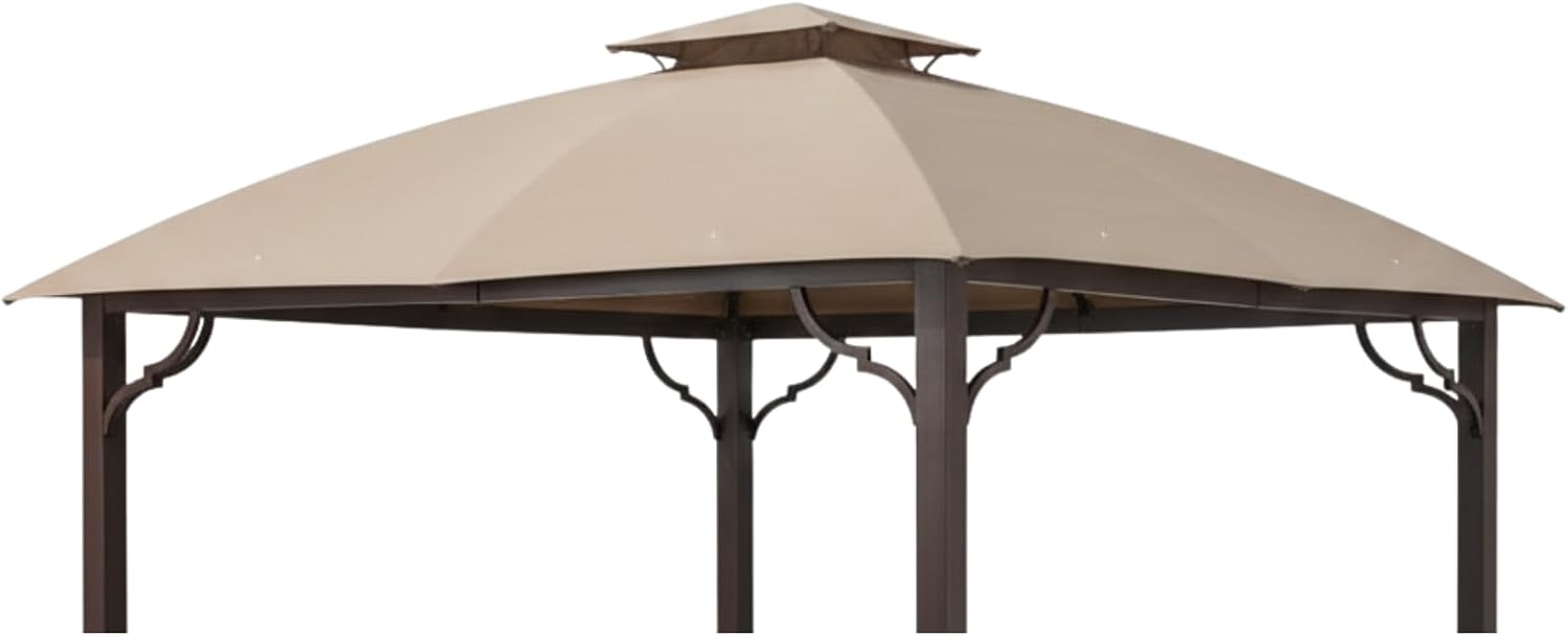 Garden Winds Reinforced RipLock 350 Replacement Canopy Top Cover Compatible with Berkley Jensen 10' x 12' Gazebo Models A101010200, A111016100 - Beige