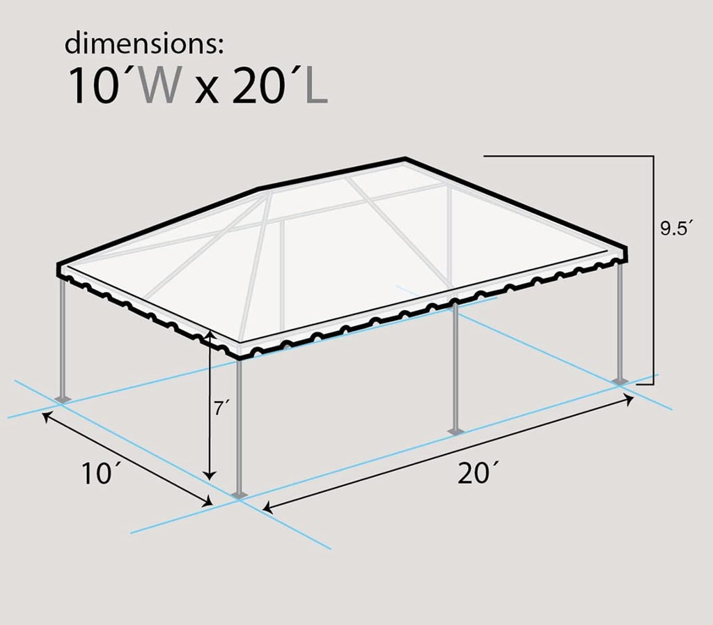 Party Tents Direct 10x20 Weekender West Coast Frame Party Tent, White PVC Canopy with Storage Bag, Professional Grade, No Center Pole, Event Gazebo Pavilion Shelter for Weddings Birthdays and Banquets
