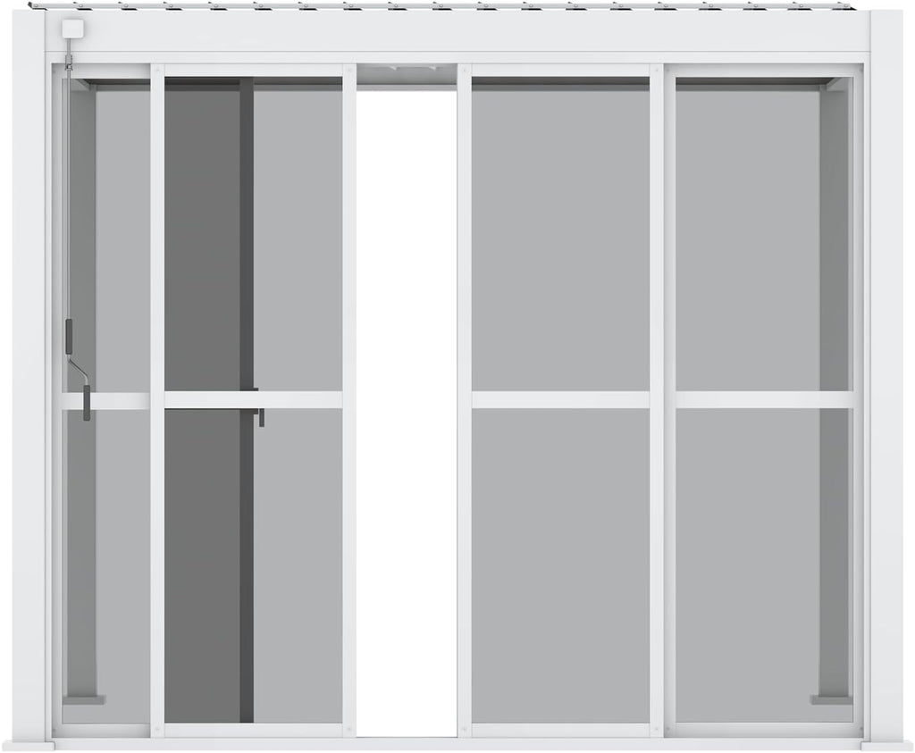 Mirador Accessory - 10' Sliding PC Door with Handle for Pergola 111 Series, 4 Panels Detachable Moveable Door, Easy Install Windproof UV-Resistant, White, not pergola