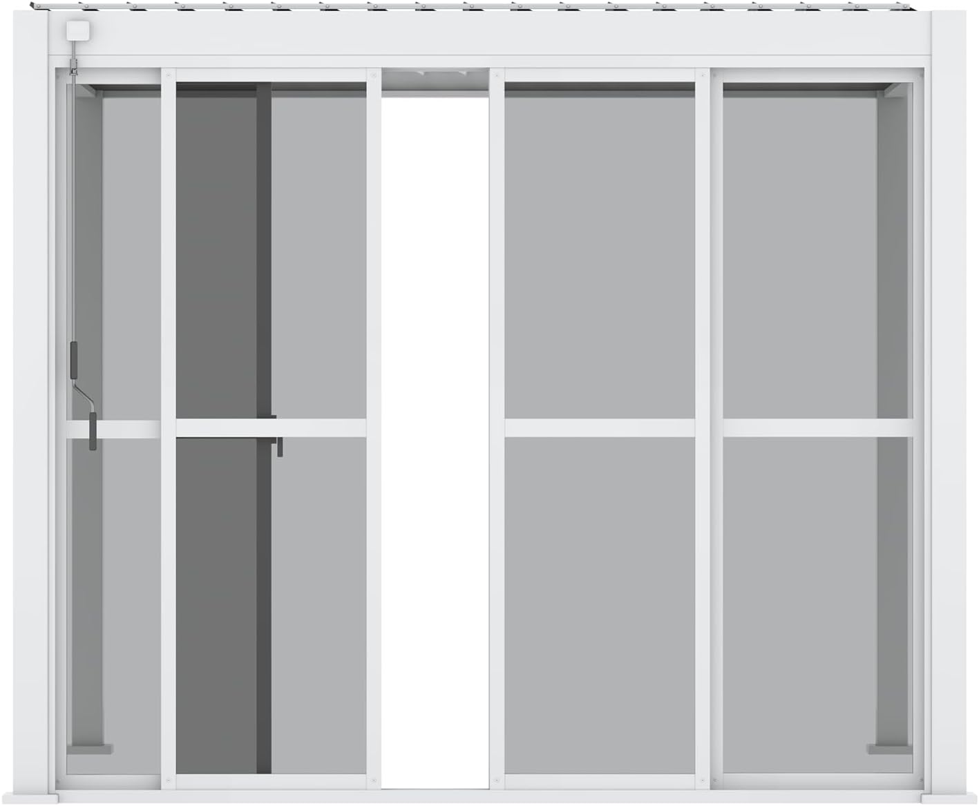 Mirador Accessory - 10' Sliding PC Door with Handle for Pergola 111 Series, 4 Panels Detachable Moveable Door, Easy Install Windproof UV-Resistant, White, not pergola