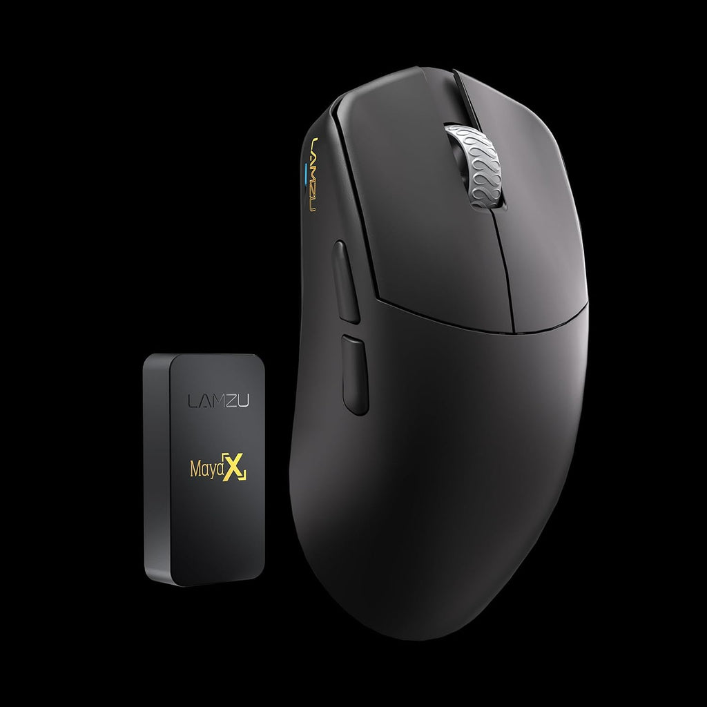 Lamzu Maya X Wireless Gaming Mouse, Ultra Lightweight 47g, Optical Switch, Maximum 30000 DPI, Symmetrical, MCU Nordic 52840, Dust-Proof Encoder, PAW3950 Sensor(Larger Maya) (Black)