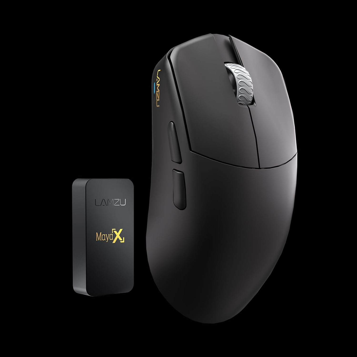 Lamzu Maya X Wireless Gaming Mouse, Ultra Lightweight 47g, Optical Switch, Maximum 30000 DPI, Symmetrical, MCU Nordic 52840, Dust-Proof Encoder, PAW3950 Sensor(Larger Maya) (Black)