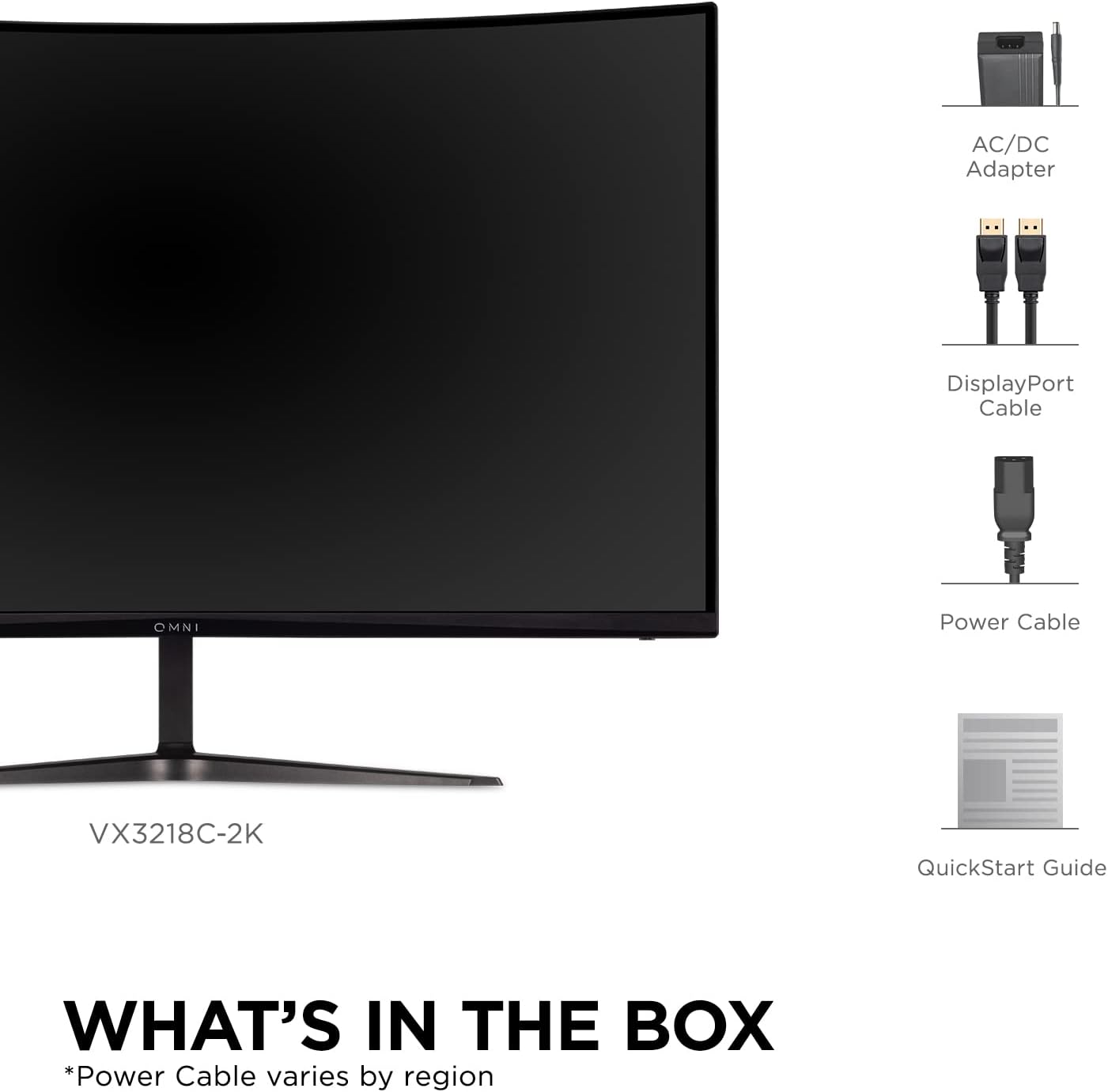 ViewSonic VX3218C-2K 32 Inch 1440p Curved Gaming Monitor, 180Hz and 1ms for Smooth Gameplay, FreeSync Premium and Eye Care Technology for Smooth Visuals, HDMI, and DisplayPort Inputs