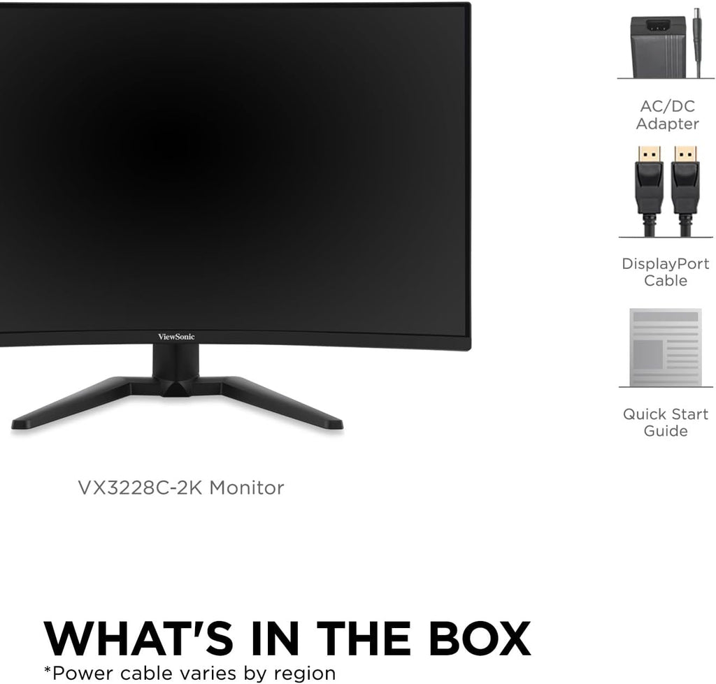 ViewSonic VX3228C-2K 32 Inch 1440p Curved Gaming Monitor with 1ms, 180Hz, FreeSync, Eye Care, HDMI, and DisplayPort Inputs