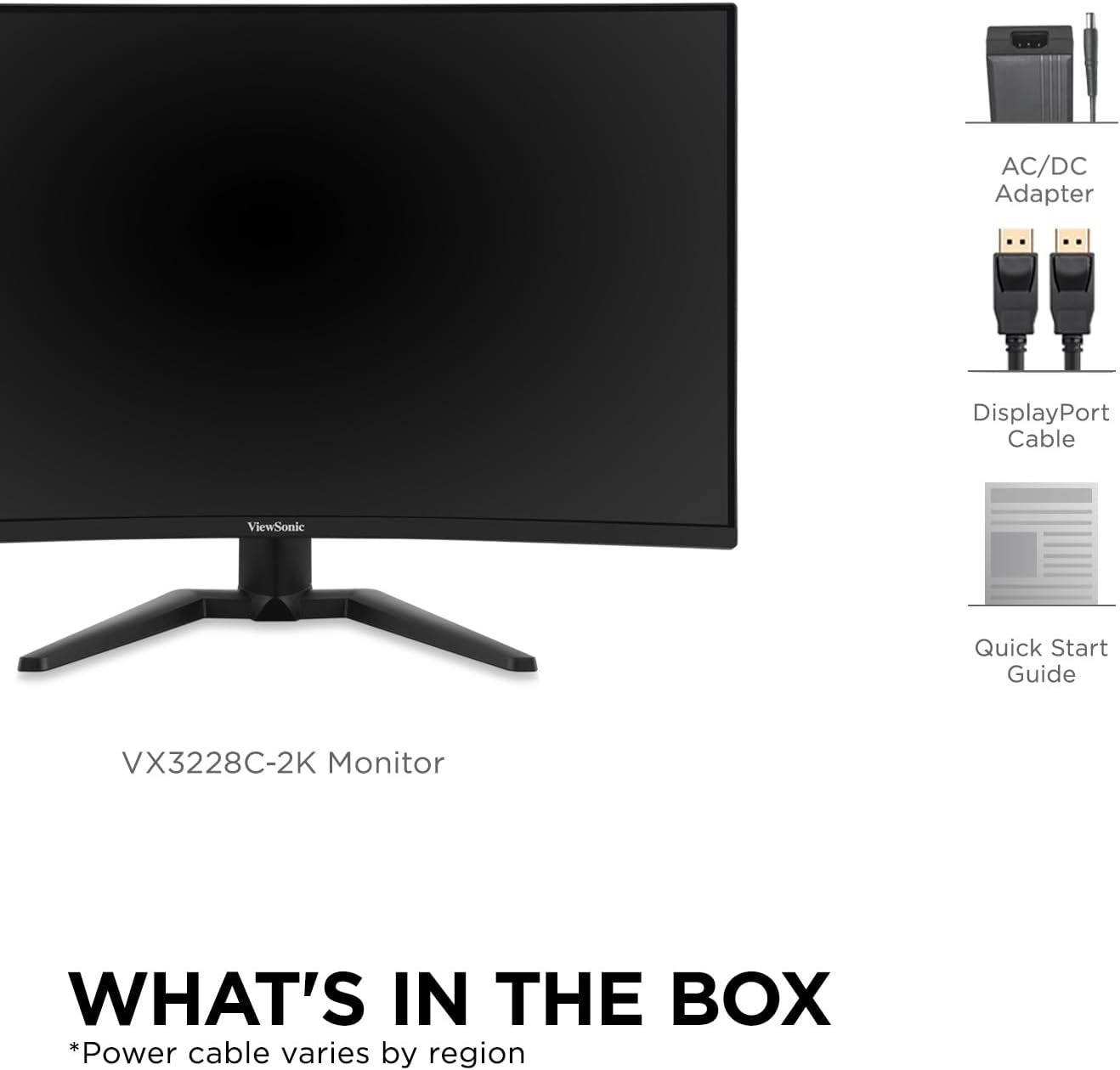 ViewSonic VX3228C-2K 32 Inch 1440p Curved Gaming Monitor with 1ms, 180Hz, FreeSync, Eye Care, HDMI, and DisplayPort Inputs