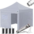 Eurmax USA Professional Pop up Canopy Wedding Party Tent Instant Outdoor Gazebo with Side Walls Aluminum Frame Commercial Grade Bonus Roller Bag(Gray)