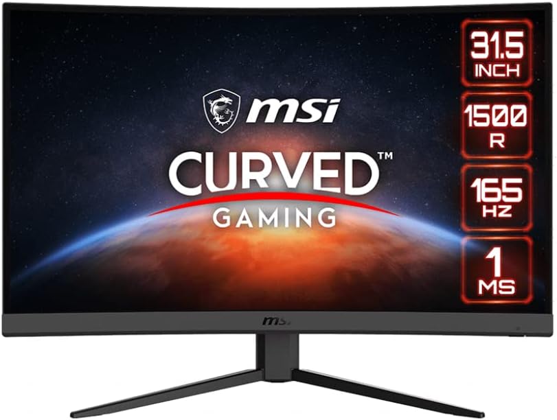 MSI Optix G32C4W 32' FHD Curved Gaming Monitor, 1500R, IPS, 165Hz, 1ms, Wide View, Black, 32' (Refurbished)