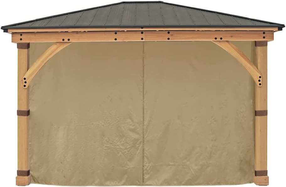 APEX GARDEN Replacement 4-side Curtain for 11 ft. x 13 ft. Meridian Gazebo (Beige)