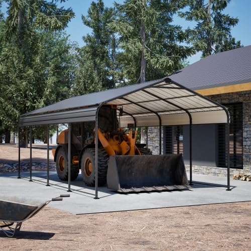 【LuckyNote】 12X20 FT Metal Carport, Outdoor Car Shelter All Weather, Heavy Duty Outdoor Galvanized Car Shelter for Car Boat Truck and SUVs Black,The Package Will be Shipped in 3 Separate parcels