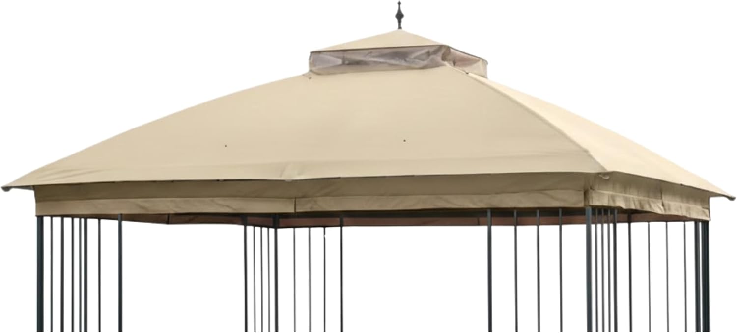 Garden Winds Reinforced RipLock 350 Replacement Canopy Top Cover Compatible with Style Selection 10' x 10' Gazebo Models TPGAZ9116A, TPGAZ9116B, TPGAZ9116 - Beige