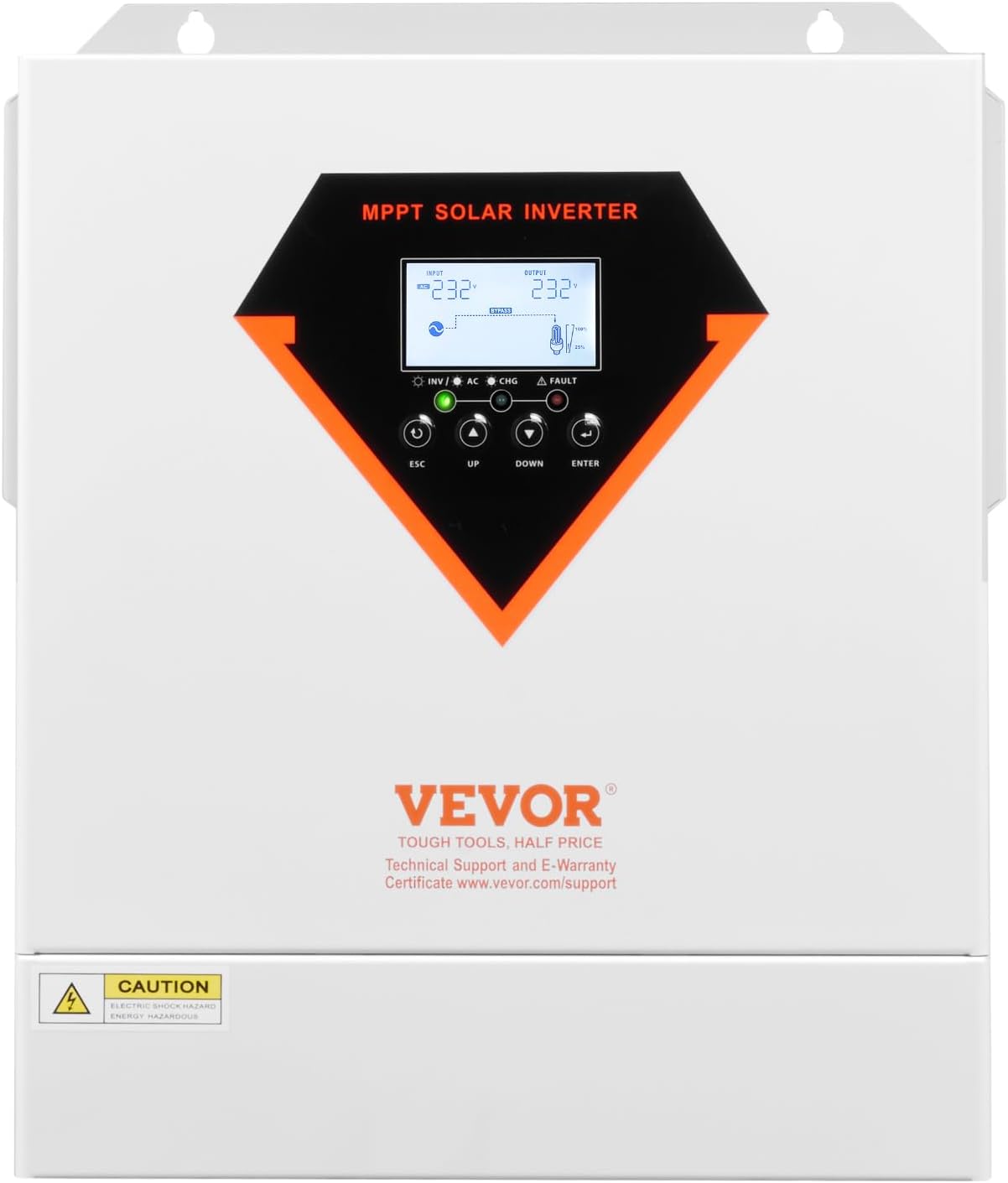 VEVOR Hybrid Solar Inverter, 3500W, Single Phase Pure Sine Wave Power Inverter, 24V DC to 220/230V AC, with Built-in 100A MPPT Solar Charge Controller, for Off-Grid System Lead Acid Lithium Battery