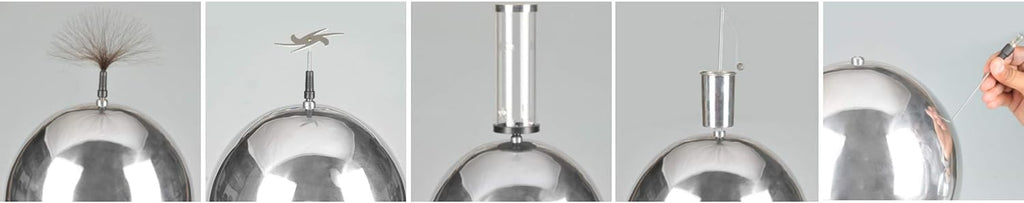 EISCO Van De Graaff Generator, Motor Driven - 120/240V, 50/60Hz - Includes Assembled Base with DC Motor, Power Cord, Discharge Wand, & Accessories - 22' Tall